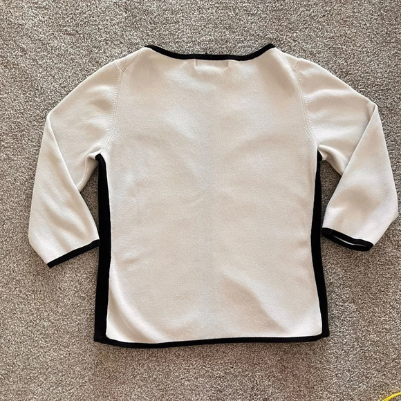 Geoffrey Beene Sport 3/4 Sleeve Black and White V-Neck Sweater 100% Cotton - Picture 5 of 10